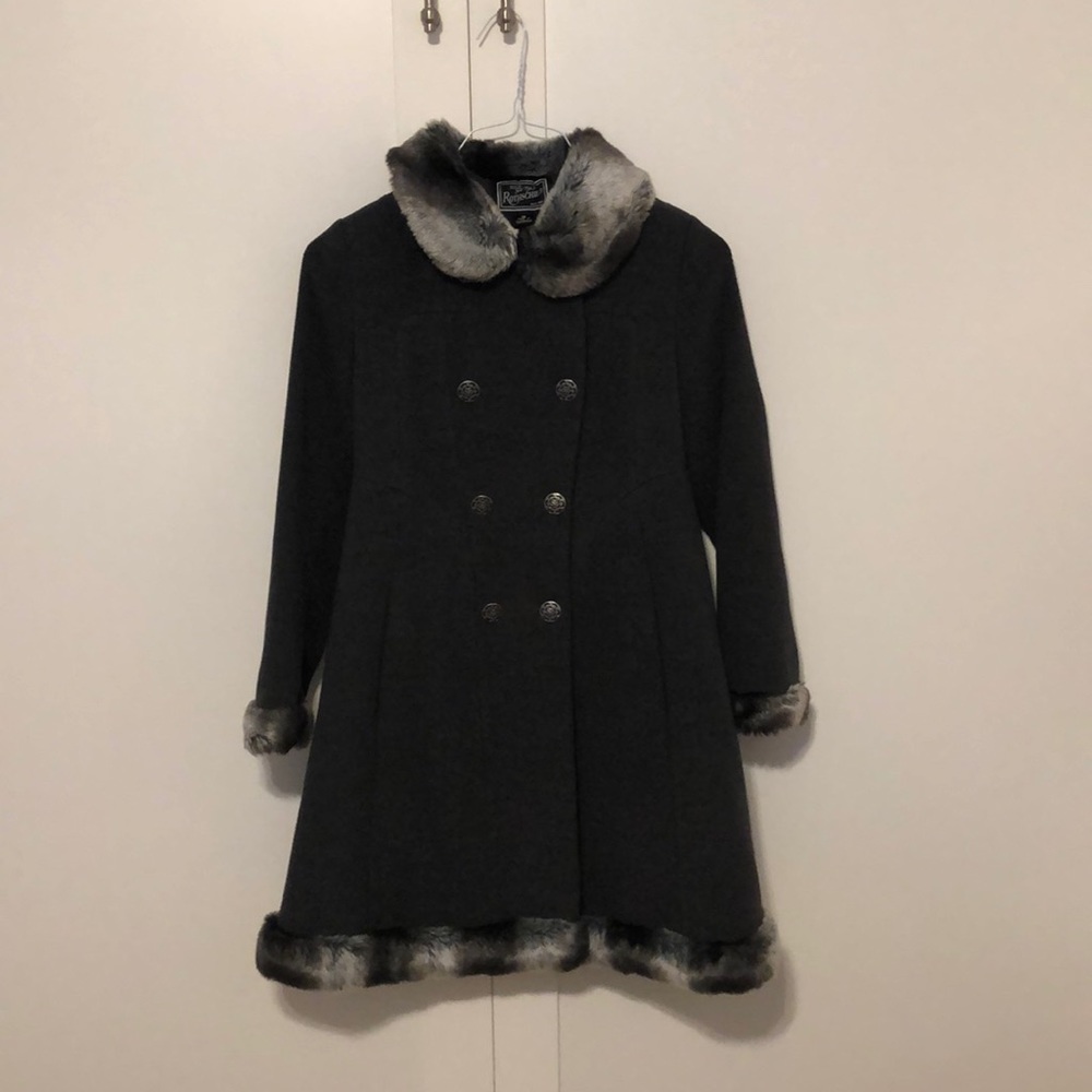 Rothschild girls sz 12 gray w/faux fur winter coat